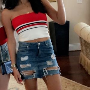 Red white and blue shoulder top
